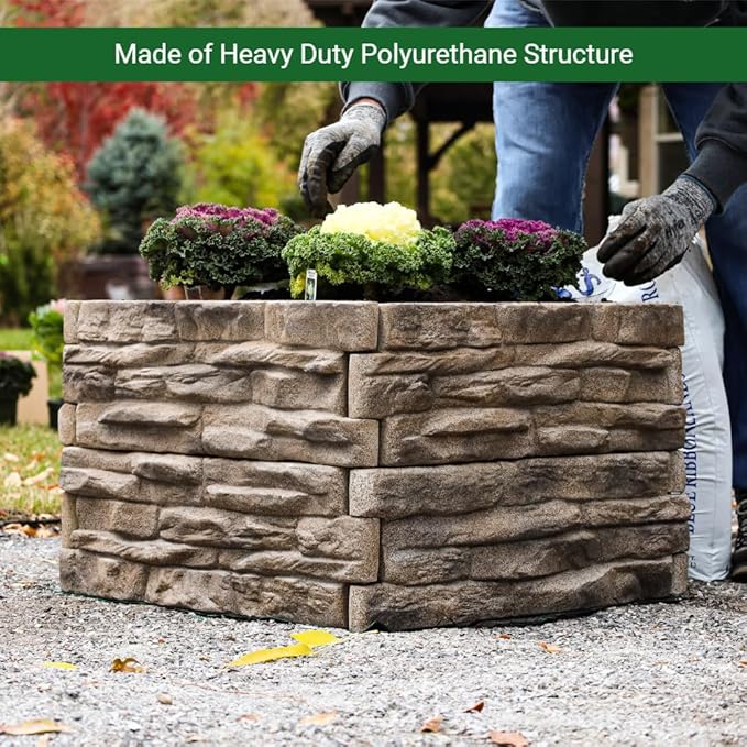 Raised Garden Bed Outdoor Tan/Brown Ledgestones Composite Polyurethane Natural Look Stone Garden Planter Box (4-Pack)