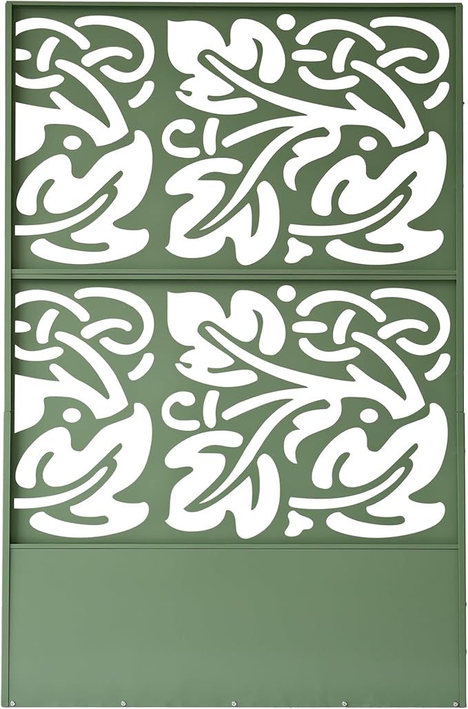 Oakland Living 6 ft. X 4 ft. Green Freestanding Metal Privacy Screen Room Divider with Flower Box