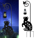 Solar Cat Lantern Garden Stakes - Outdoor Decorative Solar Lights for Yard, Patio, Pathway - Weatherproof Metal Cat Stake with Auto Night Lighting