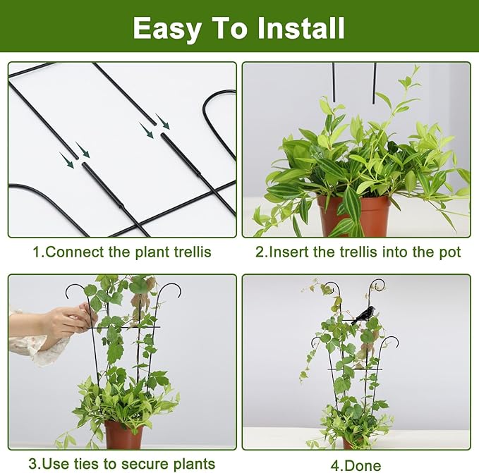 23in Plant Trellis Indoor, Trellis for Potted Plants with Bird, Garden Trellis Climber Support for Climbing Plants Pothos Hoya Vine