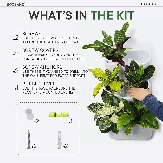 BOXSAND-12 Vertical Wall Planter for 12 Plants – Indoor/Outdoor Living Wall, Space-Saving Vertical Garden System, Easy 2-Screw Install (White, 24"x26", no pots)