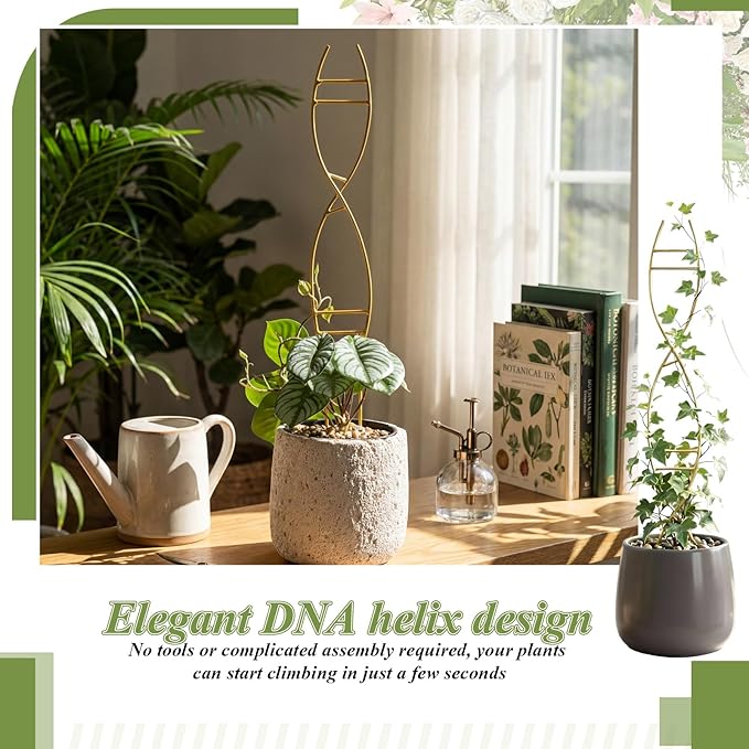 3 Pcs 15.75 Inch Indoor Plant Trellis for Potted Plants Small Climbing Plant Trellis for Pots with Unique DNA Spiral Design for Vine Plants, Easy Installation for Indoor Outdoor Use