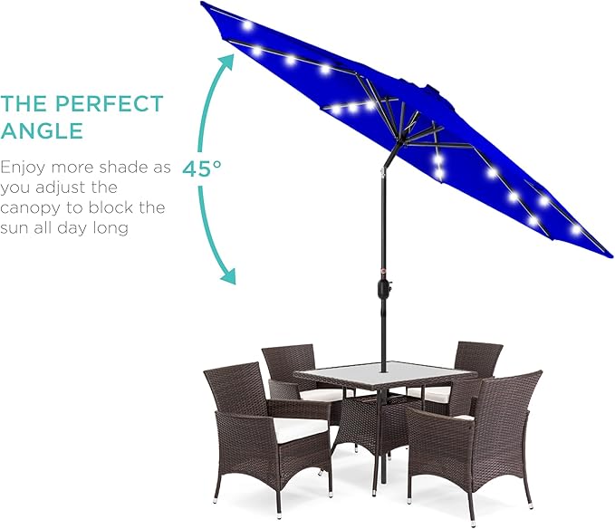 Best Choice Products 10ft Solar Polyester LED Lighted Patio Umbrella w/Tilt Adjustment and UV-Resistant Fabric