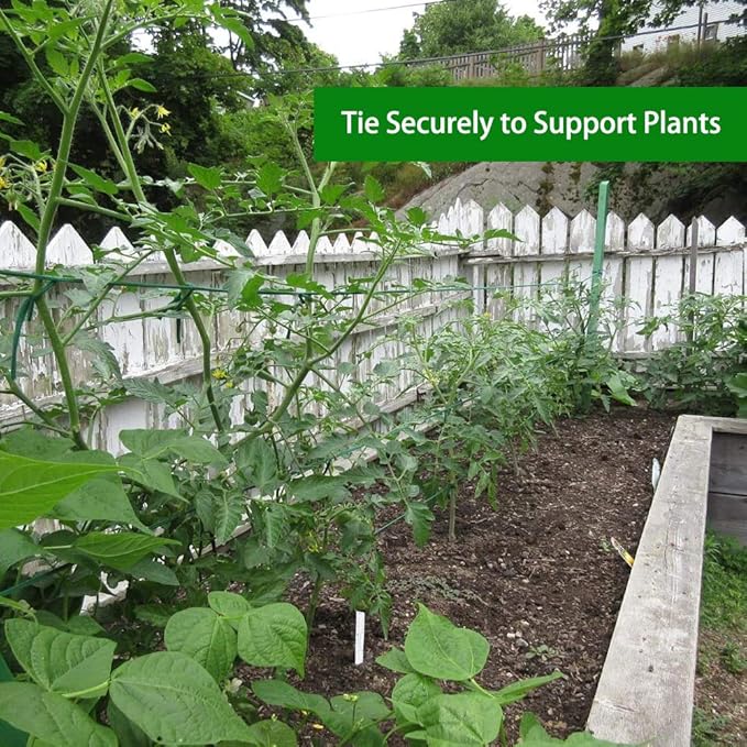 Plant Ties, 164 Feet 8mm Green Garden Twine Soft Garden String Stretchy Tree Supports Biodegradable for Tomato Plants, Climbing Roses and Vines Organizing