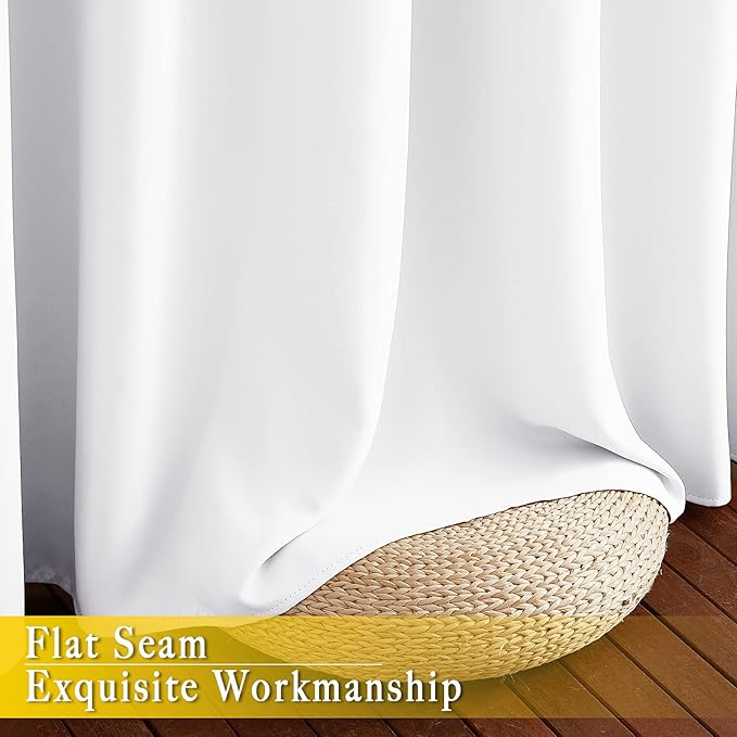 NICETOWN White Sliding Door Curtain for Bedroom, Grommet Thermal Insulated Extra Wide Solid Blackout Window Curtain & Drape for Patio Door/Living Room (1 Panel, Pure White, W80 x L90)