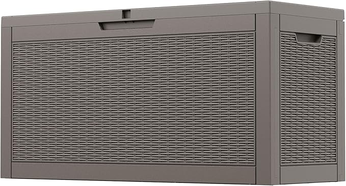 Outdoor Storage Box, Resin Deck Boxes Indoor and outdoor, Waterproof Storage Box Lockable Lid (Grey,70 Gallon)