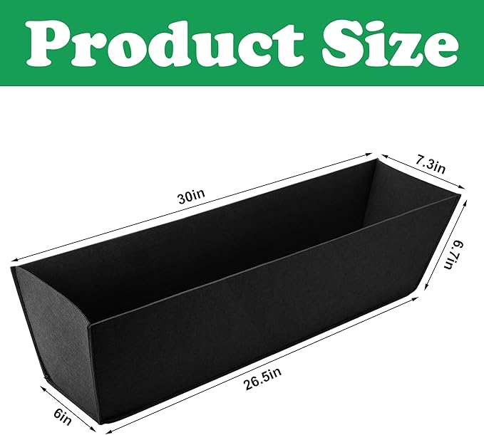 Adnee 2 Pcs 30 Inch Fabric Plant Window Box Liners-Rectangular Non-Woven Planter Basket Liner-Black Felt Flower Hanging Basket for Outdoor Garden Wall Hanging Planter Flower Vegetables