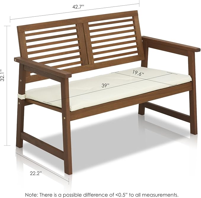 Furinno FG161167 Tioman Hardwood Outdoor Bench in Teak Oil, Natural