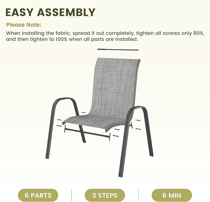 UDPATIO Patio Chairs Set of 8, Stackable Outdoor Dining Chairs with High Back, Breathable Textilene Fabric Outdoor Chair All Weather, 350LBS Capacity for Garden, Backyard (Light Grey)