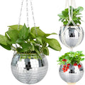 6" Disco Ball Planter, Disco Ball Plant Hanger with Hanging Rope, Hanging Chain, Hook, Circle and Extra Mirror Pieces