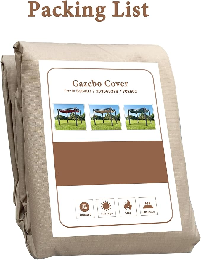 SCOCANOPY Light Beige Replacement Cover Compatible with Home Depot Hampton Bay Pergola # GFM00467F,GFM00469A