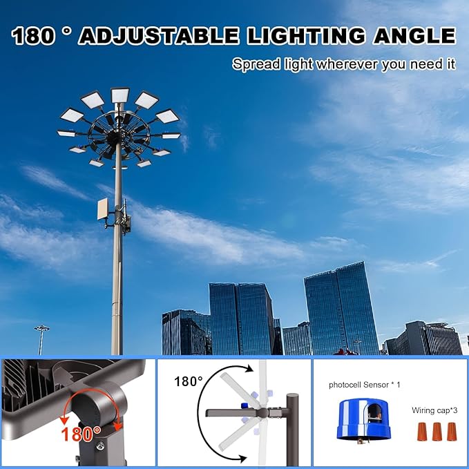 Juyace 480W LED Parking Lot Light 2 Pack, Slip Fitter Mount Outdoor Street Light, Dusk to Dawn Photocell, 72000lm Super Bright Commercial Area Flood Light, IP65 Waterproof, 110-277V for Stadium