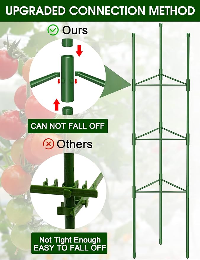 Tomato Cage for Garden,6 Pack Tomato Trellis for Raised Garden Bed Height Adjustable Up to 51.2inch Tomato Plant Support Stakes for Climbing Plants Vegetables Fruits Flowers（Extra Bold）