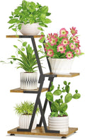 iDavosic.ly 3 Tier Indoor Plant Stand, Corner Tall Metal & Wood Flower Shelf, Orchid Display Rack for Living Room Balcony Patio Porch, Space Saving & Multifunctional Display, Black & Brown