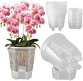 Cdd's Path 5-Pack 6 Inch Self Watering Naked Root Planter Pots with Drainage Holes & Reservoir, Plastic Planters with Air Pipes for Indoor Outdoor Plants，Clear