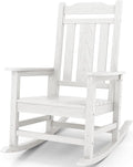 SERWALL Oversized Rocking Chair Outdoor, HDPE Outdoor Rocking Chair, White