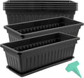JOIKIT 17 Inches Black Plastic Planter Box, 6 Packs, Good Drainage, Indoor Outdoor Usage, for Garden, Windowsill, Patio, Balcony
