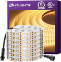 Outdoor LED Strip Lights Waterproof 2700K, 16.4ft IP67 High Density LED Tape Light Warm White, 600 LEDs, 252~300lm/ft, UL-Listed, 12V Dimmable Rope Lights for Balcony, Roof, Backyard, Patio, Garden