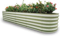 Gardmax Galvanized Raised Garden Bed, Lightweight Planter Boxes Outdoor with Easy Assembly, Large Garden Bed for Vegetables, Fruits, Flower Milk White 8FT