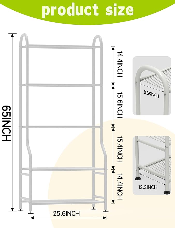 5-Tier Metal Plant Stand Indoor Outdoor, Waterproof Flower Stand for Multiple Pots, Heavy Duty Plant Stands for Living Room Patio Garden Decor, Tall Plant Shelf with Leveling Feet, White