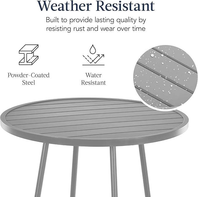 Best Choice Products 3-Piece Patio Dining Set, Bar Height, Outdoor Bistro Set, Outdoor Round Bar Table w/ 2 Bar Stools, Steel - Gray