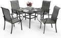 Pamapic 5-Piece Outdoor Dining Set, Patio Dining Set for 4, All-Weather Outdoor Patio Set with 4 Regular Chairs for Garden, Poolside, Deck，Gray