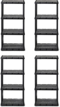 Gracious Living 4 Pack Light Duty Storage Shelves, Knect-A-Shelf 4-Shelf Ventilated Shelving Rack Organizer for Home, Garage, Basement & Laundry, Black