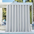 NICETOWN Large Outdoor Curtain for Cabana Waterproof, Rust-Proof Grommet Top Room Darkening Patio Door Panel Heavy Weight Keep Privacy for Party/Terrace, Greyish White, 1 Panel, W140 x L84