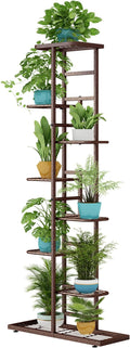 LINZINAR Plant Stand Indoor Outdoor Metal 8 Tier 9 Potted Multiple Flower Pot Holder Shelf Planter Display Shelving Unit for Patio Garden Corner Balcony Living Room