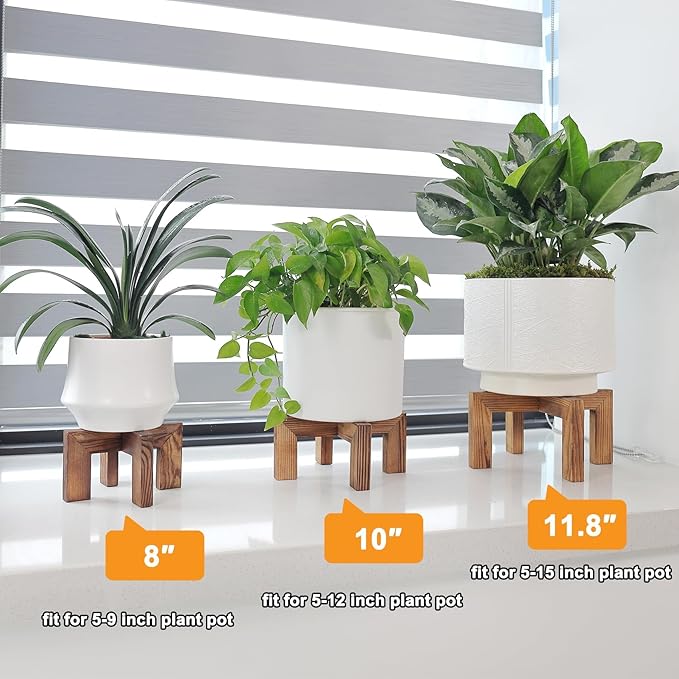Plant Stand, Indoor/Outdoor Wood Plant Holder, Single Flower Pot Stand, Sturdy Planter Stands (Walnut, Fit 5-9 Inch Pots)