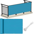 LOVE STORY 3'x10' Turquoise Blue Balcony Screen Privacy Fence Cover -Mesh Privacy Screen UV Protection Weather-Resistant 3 FT Height Shield for Deck, Patio, Backyard, Outdoor Pool, Porch, Railing