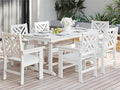 7-Piece Outdoor Dining Set, HDPE All-Weather Patio Table and Chairs Set for 6, Outdoor Patio Furniture Sets with Umbrella Hole for Outside, Deck, Backyard, Garden (White)