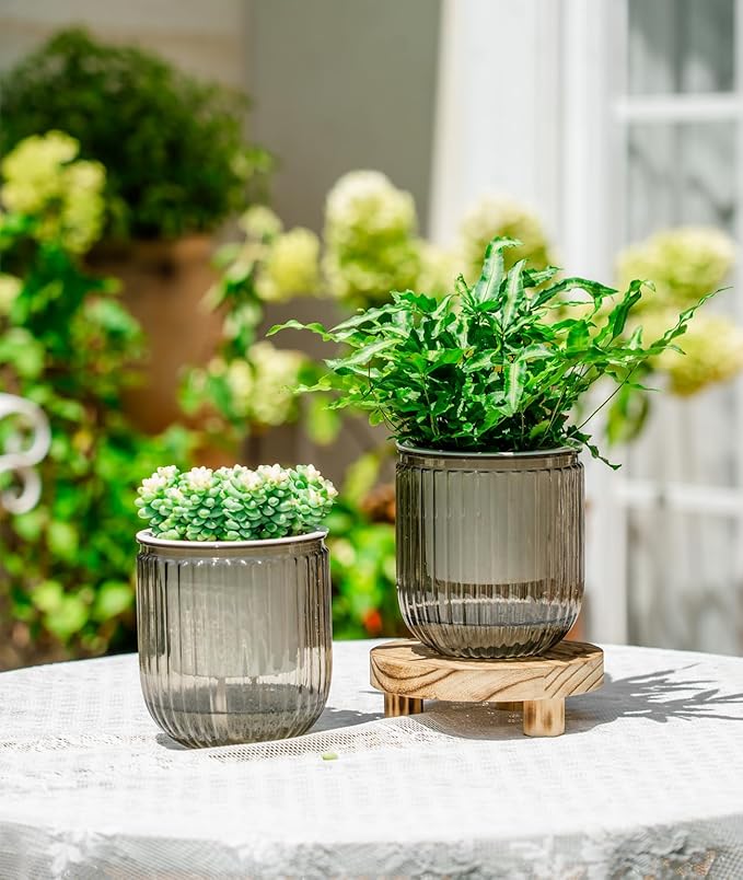 Melphoe Self Watering Pots for Indoor Plants Planter, 4.7 Inch 2 Pack Planters Self Watering Plant Pots for Flower, Houseplants, Succulent, African Violets and Cactus with Drainage