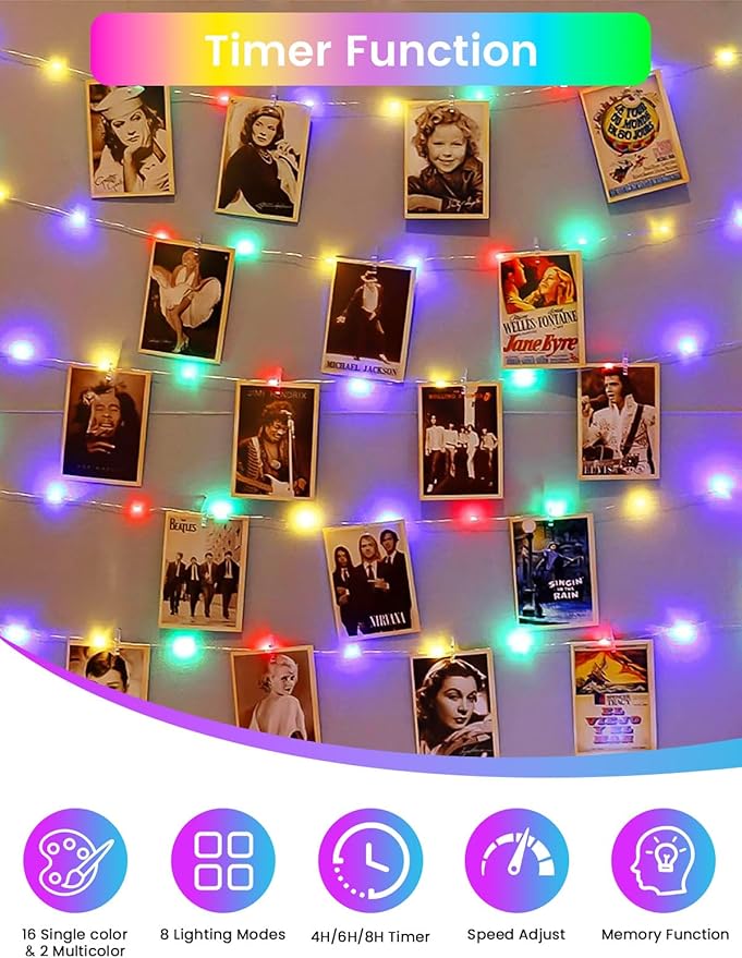 66Ft 200 LED RGB Color Changing Christmas Fairy Lights Plug in, Waterproof String Lights with Remote for Outdoor & Indoor, 24 Colors Twinkle Lights with Timer for Girl's Room Christmas Decorations