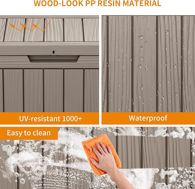 45 Gallon Outdoor Deck Box, Lockable Waterproof Outdoor Storage Boxes For Garden Tools,Indoor Cushions,Accessories Outside Storage Resin Weatherproof Container(Grey)