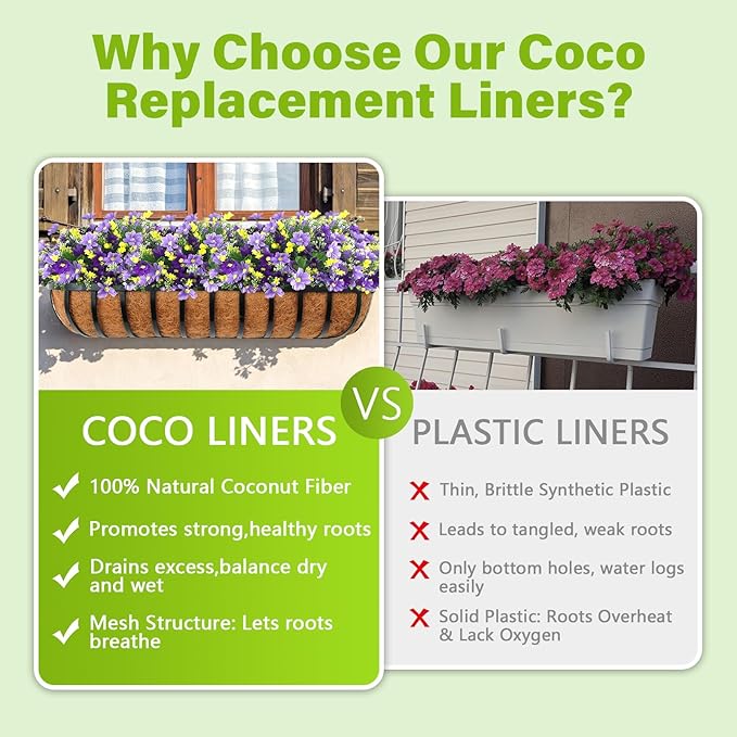 Legigo 4 Pack Trough Coco Liner for Planters- 30 Inch Window Box Liners Coconut Coir Basket Liners, Planter Box Coconut Liner for Window Flower Box Pots, Fence Trough Planter, Wall Planter Basket