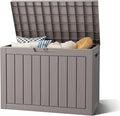 Outdoor Storage Box, Resin Deck Boxes Indoor and outdoor, Waterproof Storage Box Lockable Lid (Grey, 50 Gallon)