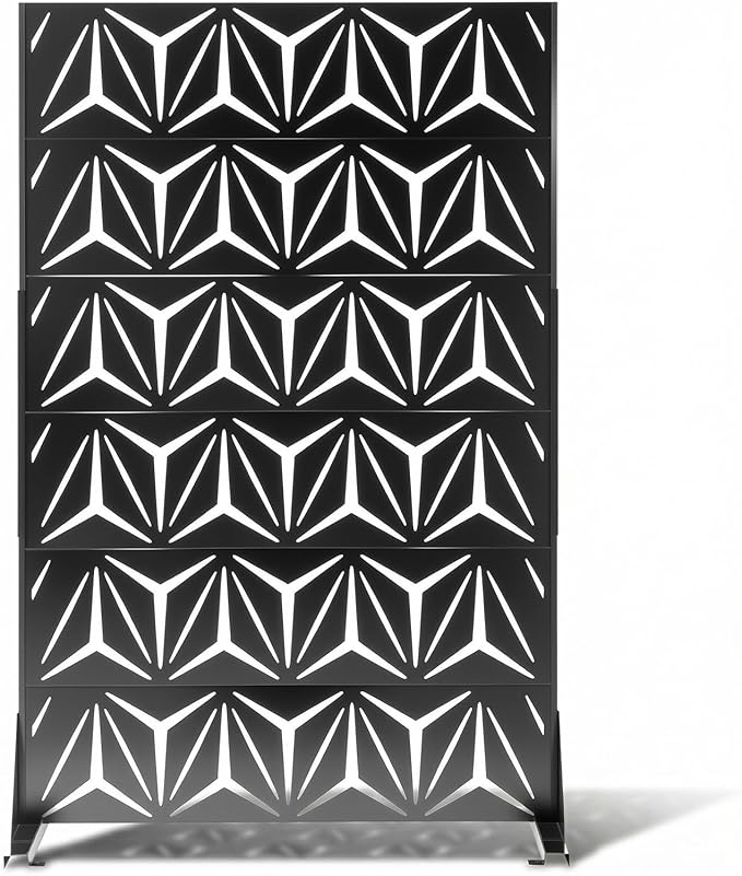 VINGLI Privacy Fence Panels, 72H’’ x 47W’’ Metal Privacy Screen Freestanding, Decorative Privacy Panels for Patio Garden Pool, Outdoor & Indoor (Y-Shaped)