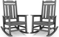 SERWALL Oversized Rocking Chair Set of 2 Outdoor, HDPE Outdoor Rocking Chair Set of 2, Grey