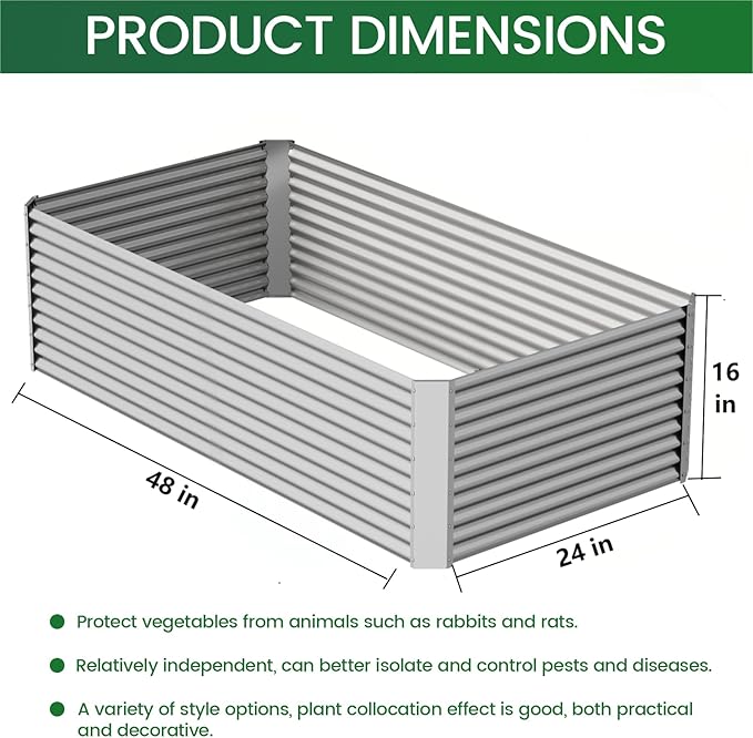 FRIZIONE 3pcs Tall 4x2ft Galvanized Raised Garden Bed Outdoor,Steel Garden Bed for Vegetables,Above Ground Garden Box for Flower,Metal Raised Beds for Gardening