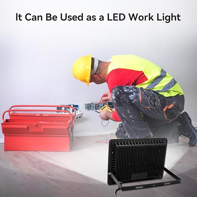 4Pack-150W LED Flood Light Outdoor,16500lm LED Work Light with 6FT US Plug,IP66 Waterproof Exterior Security Lights,6000K Daylight White Outside Floodlights Slim design for Playground Yard Stadium