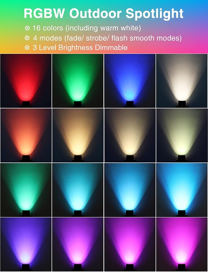 SUNVIE RGBW Low Voltage Landscape Lighting Color Changing 12W Waterproof Well Lights Landscape LED In Ground 12-24V Dimmable Paver Lights with Connectors for Pathway Garden Yard Fence Deck, 8 Pack