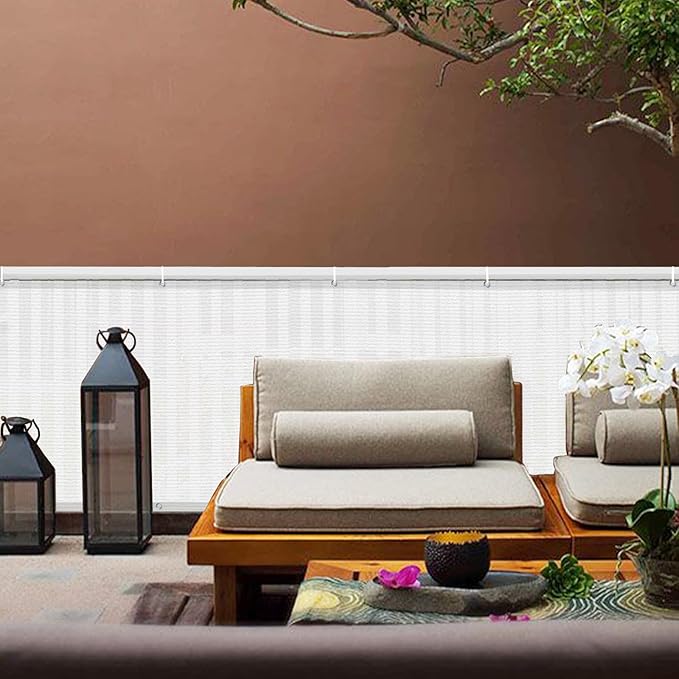 LOVE STORY Balcony Privacy Screen, 2.5'x8' Deck Shield Screen Fence Cover,UV Protection and Weather-Resistant,3 FT Height for Deck, Patio, Backyard, Outdoor Pool, Porch, Railing, White