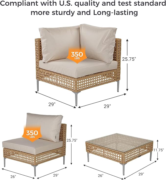 Grand patio 10-Piece Wicker Patio Furniture Set with Lift Top Coffee Storage Table, Outdoor Conversation Set Sectional Sofa with Water Resistant Thick Cushions, Cream