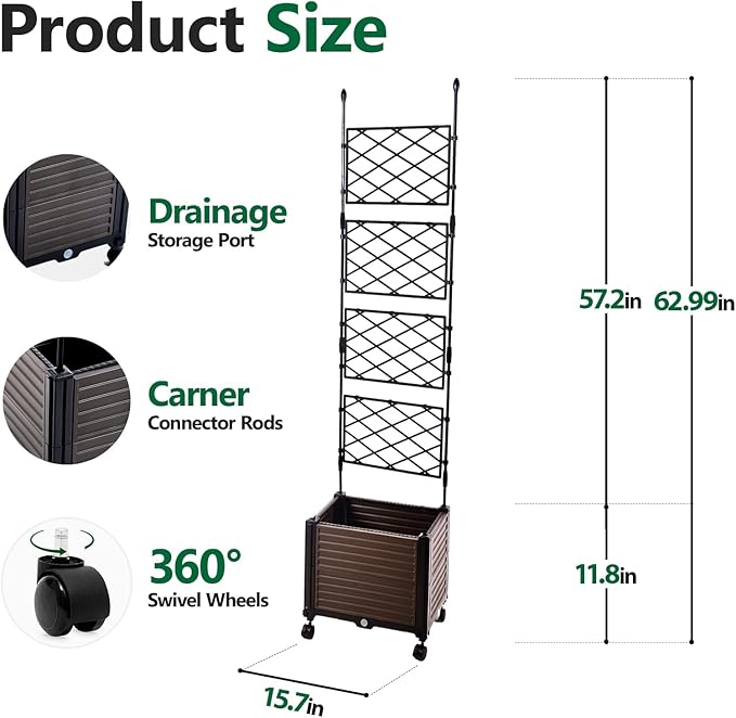 WESOCES 3-Tier Vertical Plant Stand with Rolling Base – Indoor/Outdoor Garden Planter, Space-Saving Flower Rack for Small Plants and Herbs, Brown