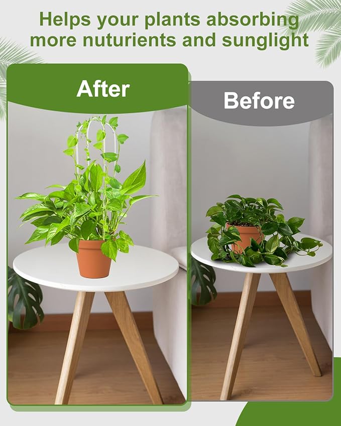 16 Inch U-Shaped Acrylic Plant Trellis, 2 Pcs Extended Hoya Trellis for Supporting Potted Climbing Plants, Small Houseplant Trellis Garden Accessory for Potted Ivy Indoor Outdoor