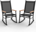 Shintenchi Outdoor Rocking Chairs Set of 2,Upgraded High Back Patio Rocking Chair Set,Breathable Textilene Fabric Outdoor Rocking Chair for Porch,Patio,Garden,Balcony,Black
