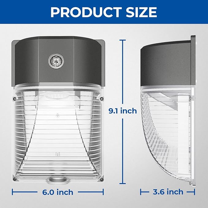 CINOTON 26W LED Wall Pack Light with Dusk to Dawn Sensor, 3000LM [100-277Vac] LED Wall Lights IP65 Waterproof Outdoor Security Flood Lighting for Garage Warehouse Garden 5000K-Daylight 4 Pack