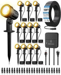 ZZXX All-in-One Low Voltage Landscape Lighting Kit, 12-Pack LED Landscape Lights with Transformer 100FT Wire and Connectors, 2700K Waterproof Landscape Spot Lights for Garden Yard House Tree