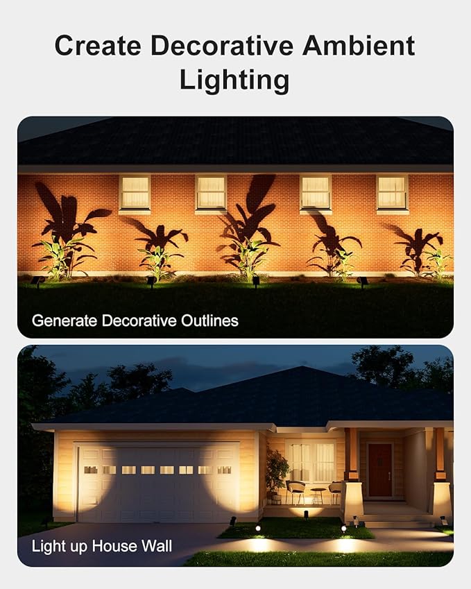 2 Pack Solar Spotlights Outdoor Waterproof for Christmas Hanging, Tree, Wreaths, Snowman, Elk, Adjustable Panel Solar Power Landscape Uplights for Outside Garden, Backyard, Patio, Sidewalk,Warm White